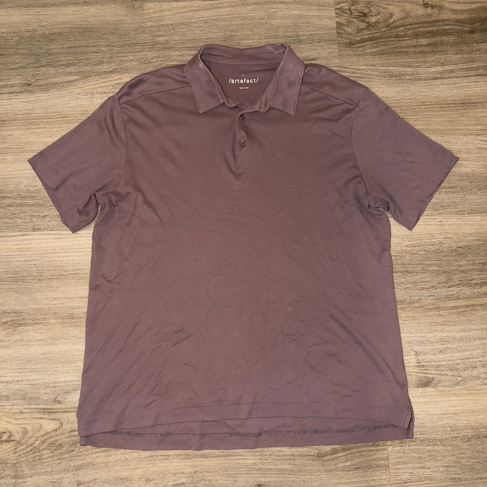 Artefact Mens Short Sleeve Polo Shirt Mauve Purple Size L Made in Peru
